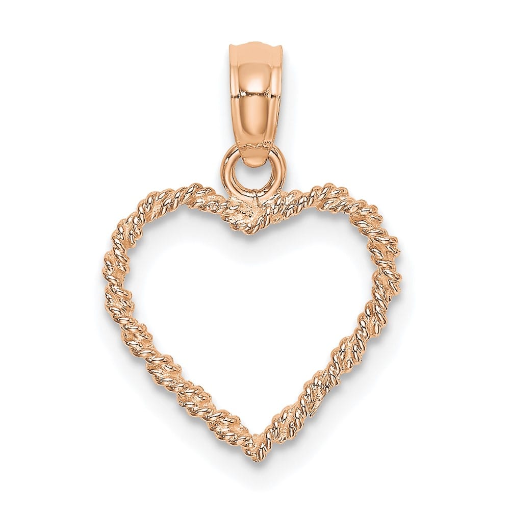 10K Rose Gold 3-D Polished Medium Rope Heart Charm