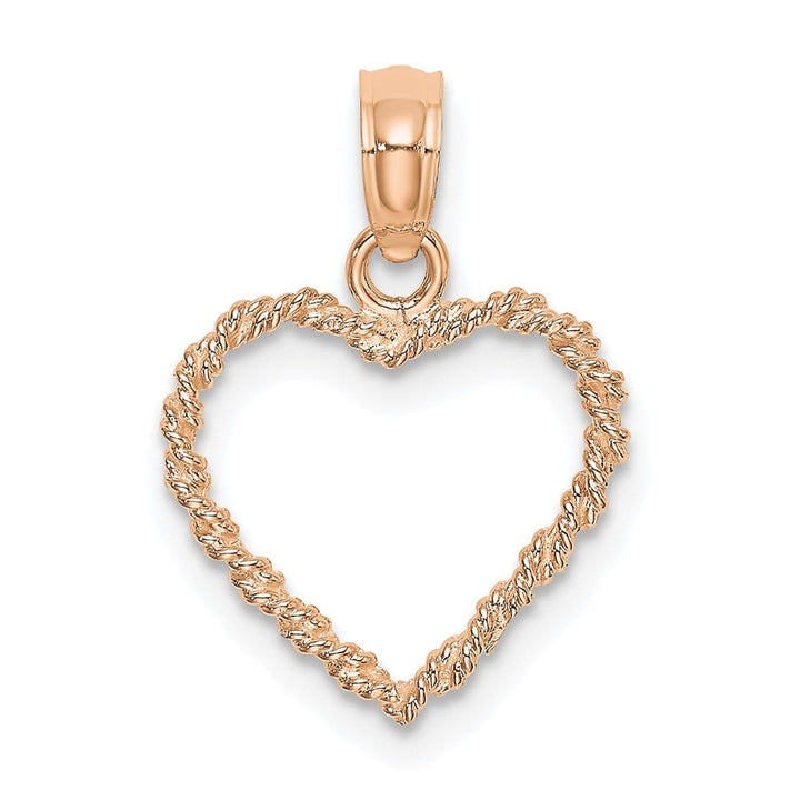 10K Rose Gold 3-D Polished Medium Rope Heart Charm