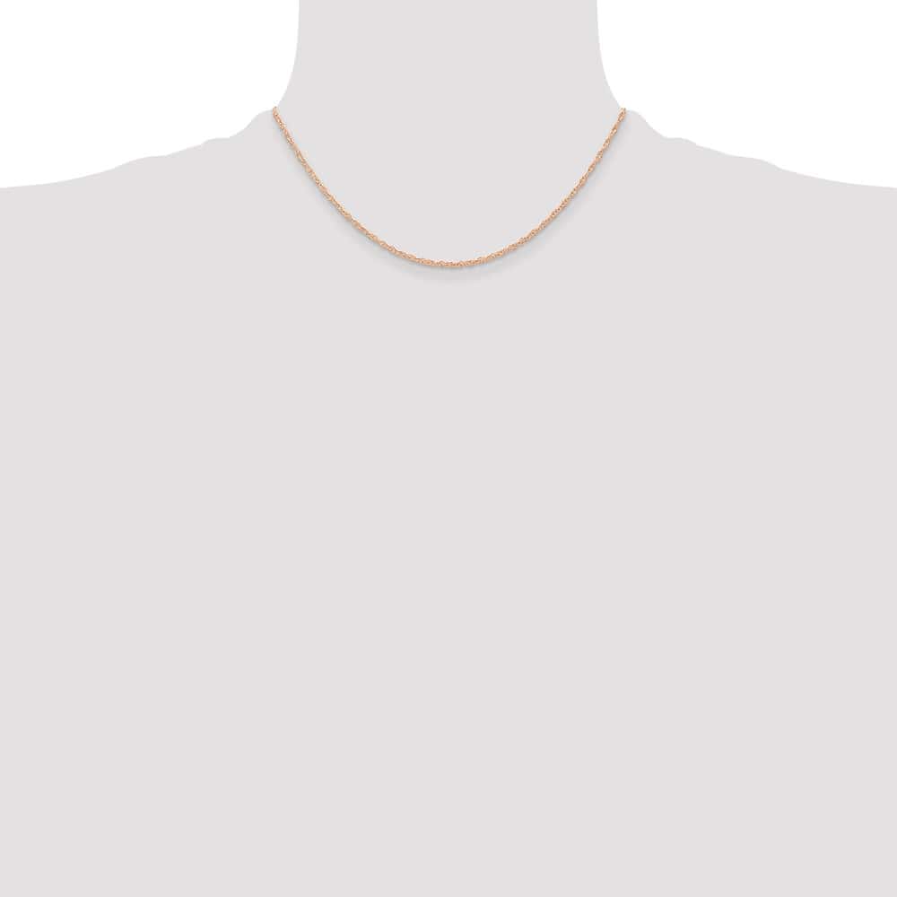 10K Rose Gold .6mm Carded Cable Rope Chain Size 16