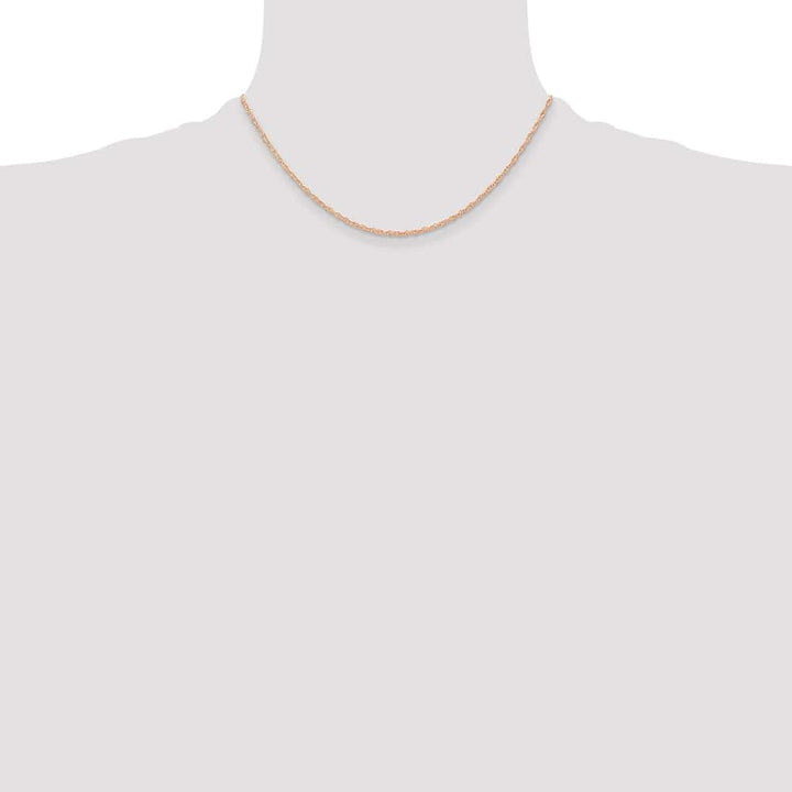 10K Rose Gold .6mm Carded Cable Rope Chain Size 16