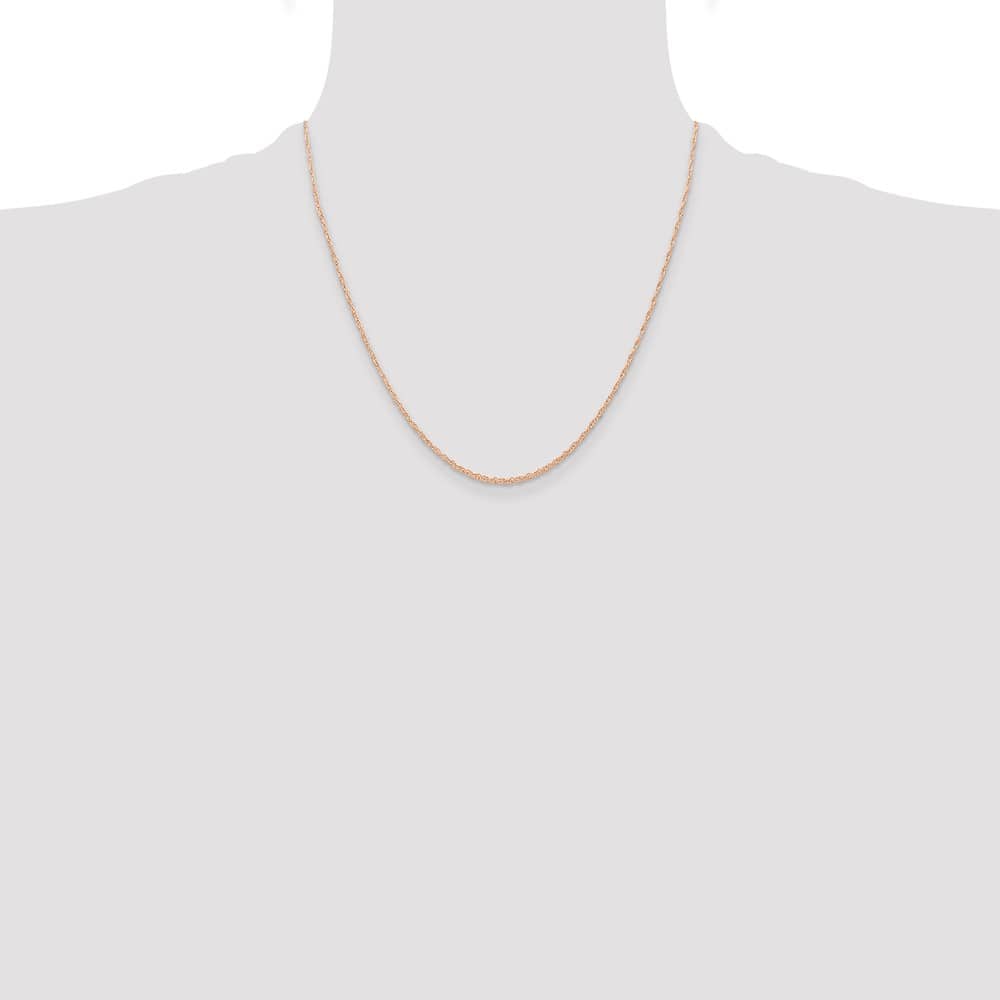 10K Rose Gold .6mm Carded Cable Rope Chain Size 20