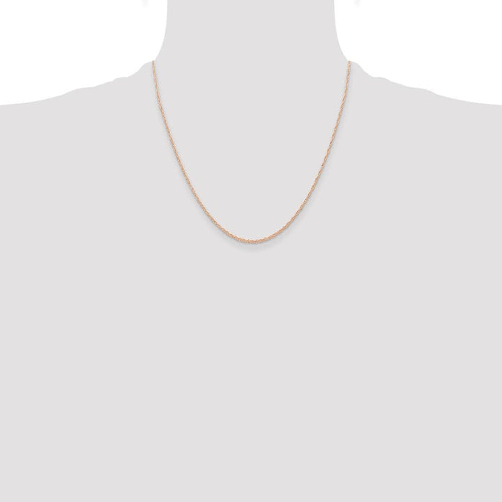 10K Rose Gold .6mm Carded Cable Rope Chain Size 20