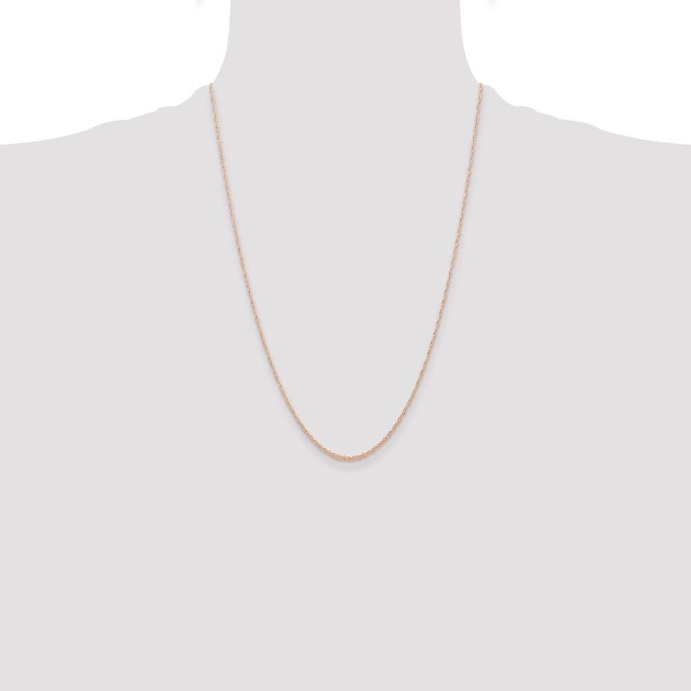 10K Rose Gold .6mm Carded Cable Rope Chain Size 24
