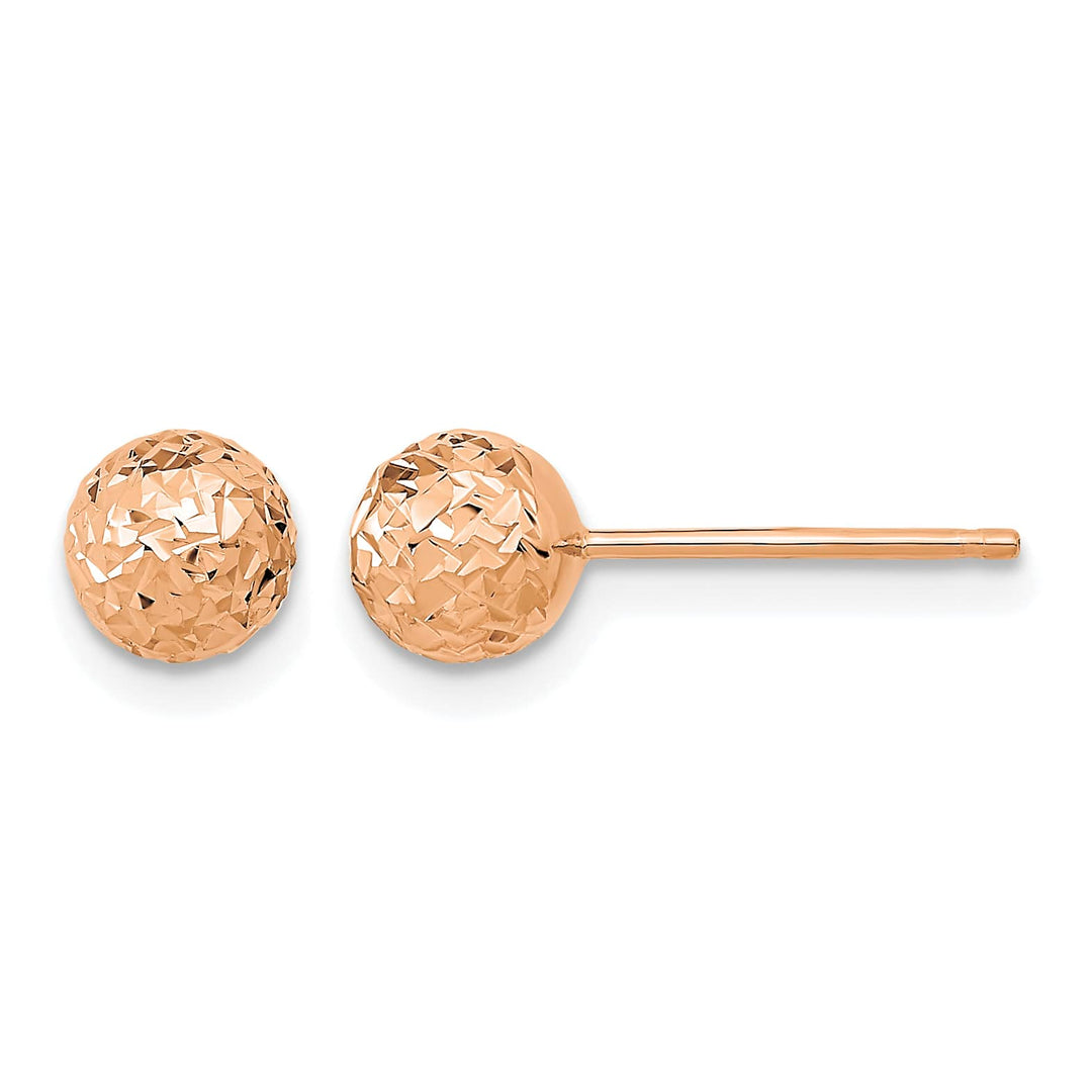 10k Rose Gold 6mm Diamond-Cut Ball Post Earrings