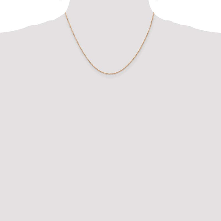 10K Rose Gold .7mm Carded Cable Rope Chain Size 18