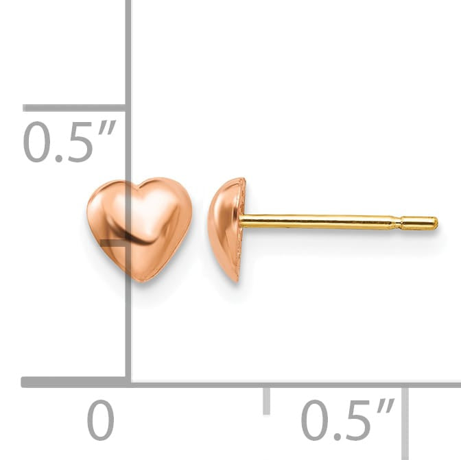 10k Rose Gold Polished 5mm Heart Post Earrings