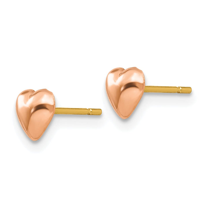 10k Rose Gold Polished 5mm Heart Post Earrings