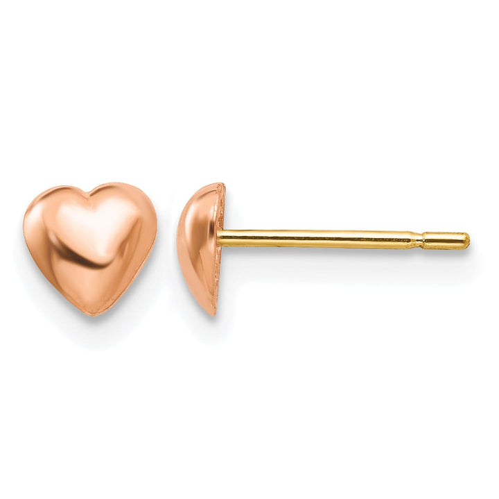 10k Rose Gold Polished 5mm Heart Post Earrings