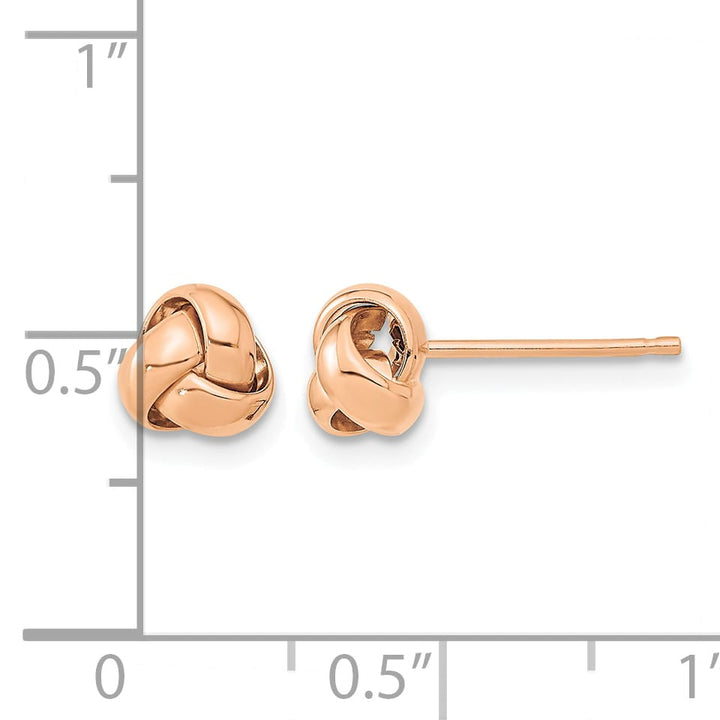 10k Rose Gold Polished Love Knot Post Earrings, 6mm