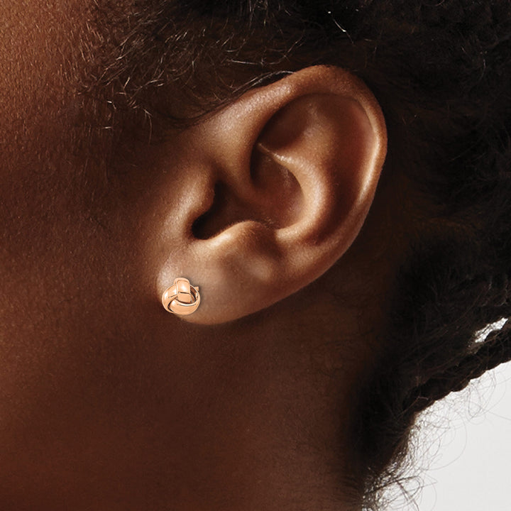 10k Rose Gold Polished Love Knot Post Earrings, 6mm