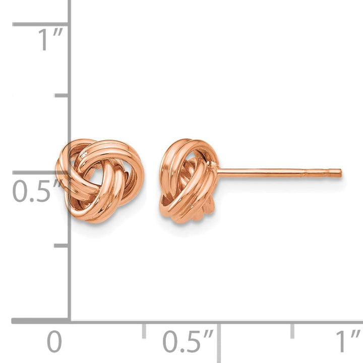 10k Rose Gold Polished Love Knot Post Earrings, 7mm