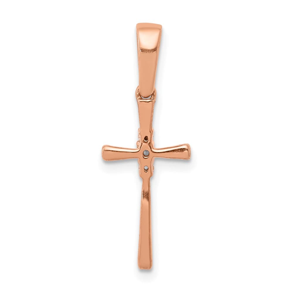 10K Rose Gold Polished Medium .03 ct Diamond Cross Pendant