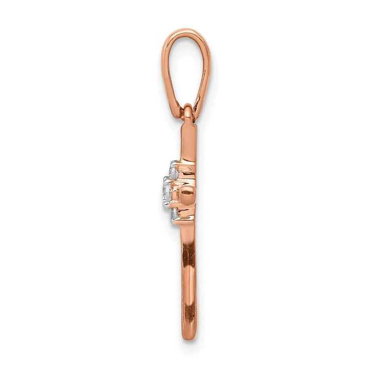 10K Rose Gold Polished Medium .03 ct Diamond Cross Pendant