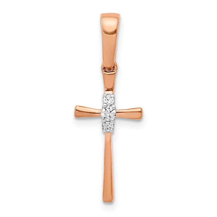10K Rose Gold Polished Medium .03 ct Diamond Cross Pendant