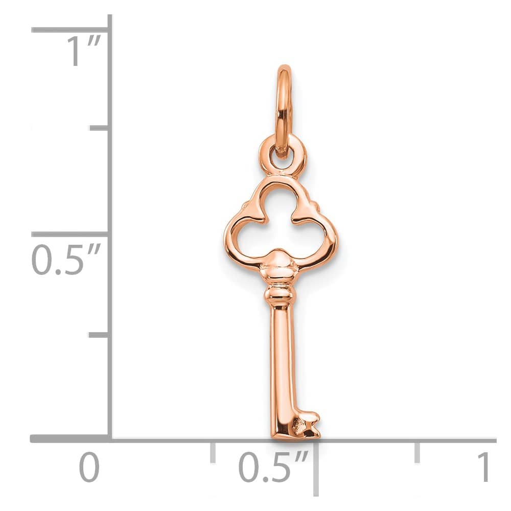 10K Rose Gold Polished Solid Medium Key Charm