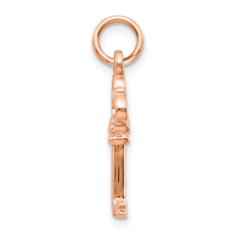 10K Rose Gold Polished Solid Medium Key Charm