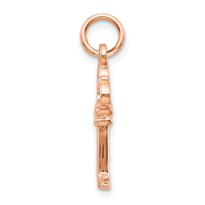10K Rose Gold Polished Solid Medium Key Charm