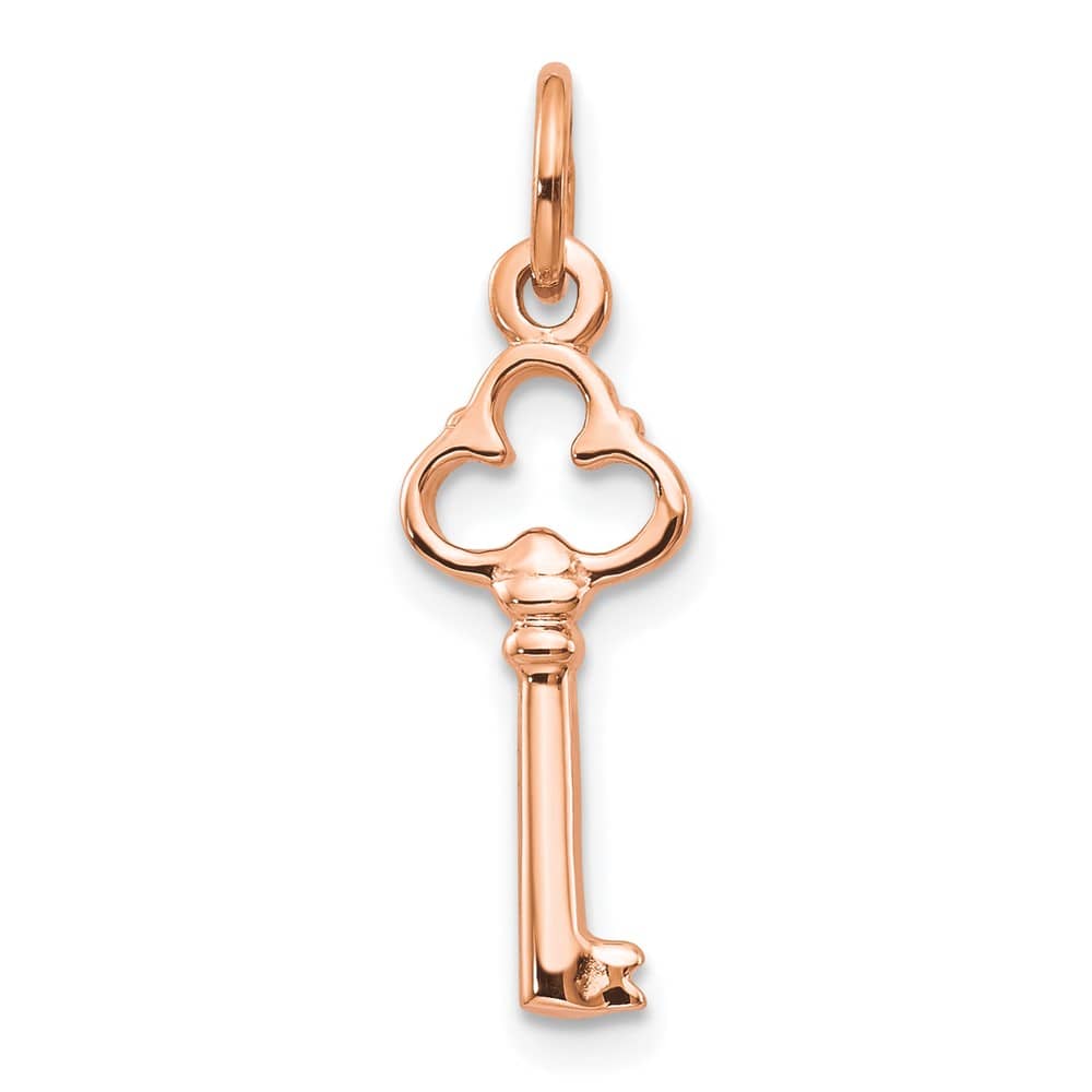 10K Rose Gold Polished Solid Medium Key Charm
