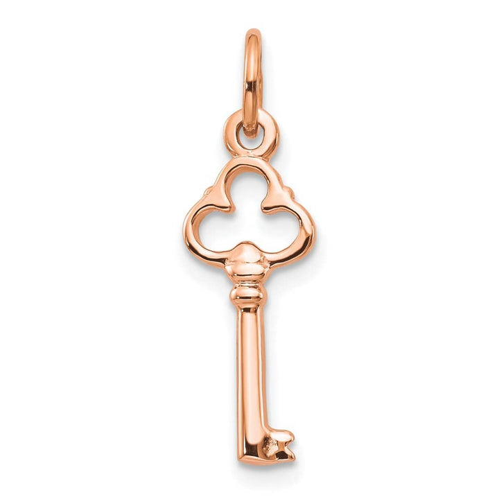 10K Rose Gold Polished Solid Medium Key Charm