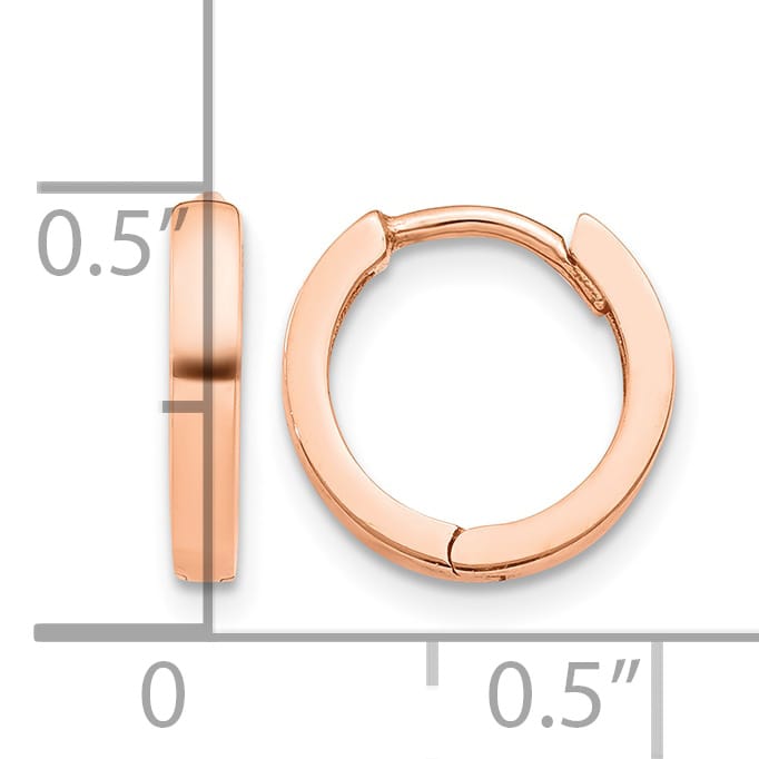 10k Rose Gold Round Hinged Hoop Earrings, 11mm