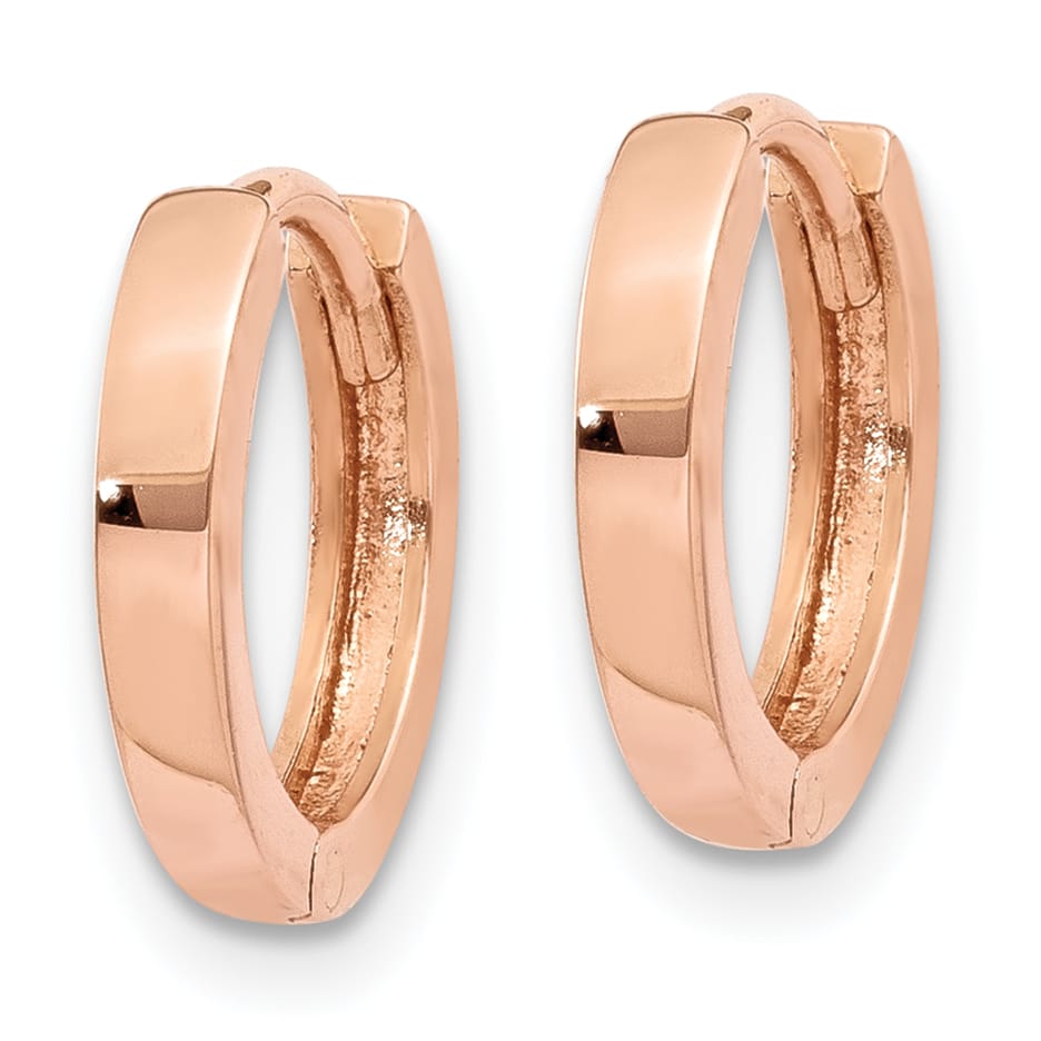 10k Rose Gold Round Hinged Hoop Earrings, 11mm