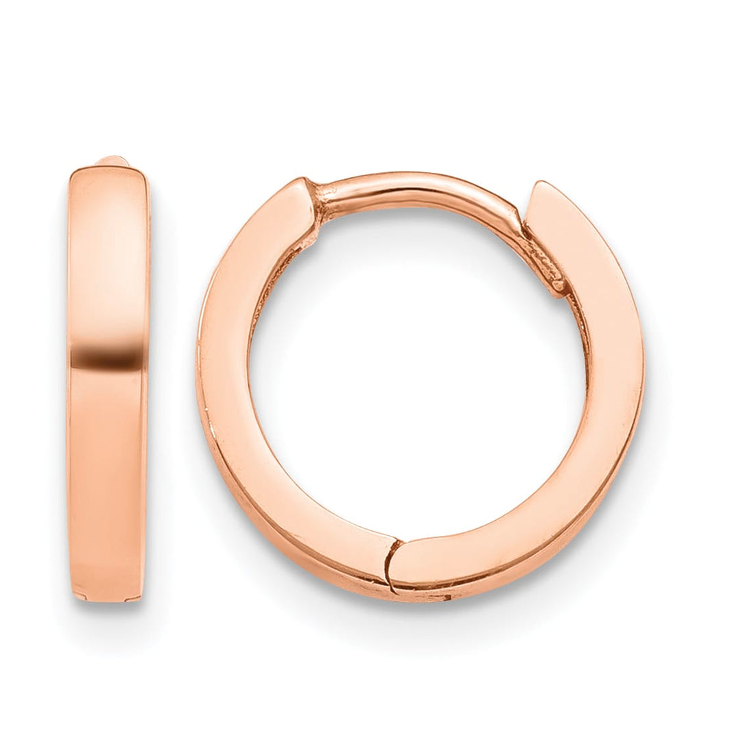10k Rose Gold Round Hinged Hoop Earrings, 11mm