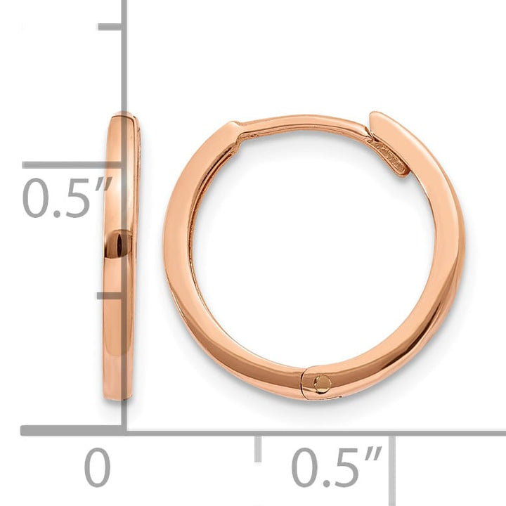 10k Rose Gold Round Hinged Hoop Earrings, 13mm
