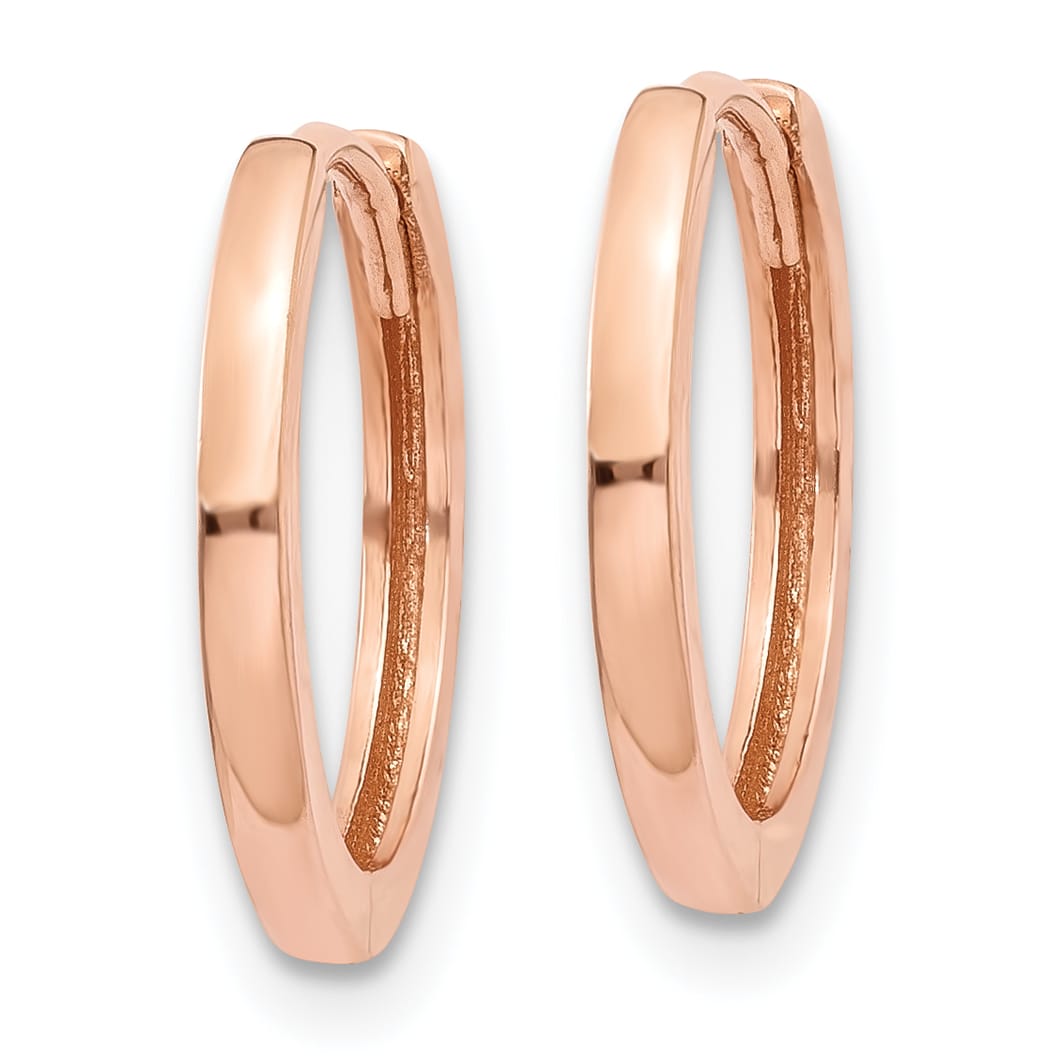 10k Rose Gold Round Hinged Hoop Earrings, 13mm