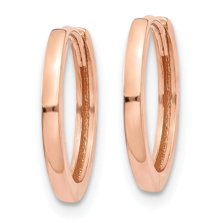 10k Rose Gold Round Hinged Hoop Earrings, 13mm