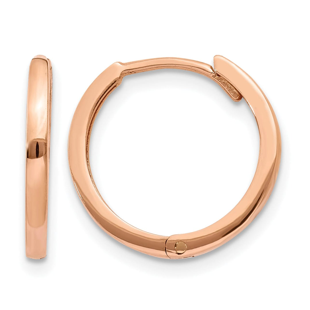 10k Rose Gold Round Hinged Hoop Earrings, 13mm