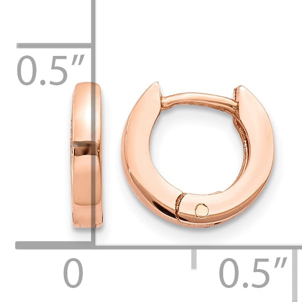 10k Rose Gold Round Hinged Hoop Earrings, 9.5mm
