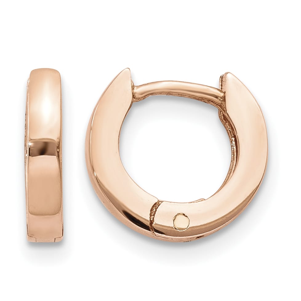 10k Rose Gold Round Hinged Hoop Earrings, 9.5mm