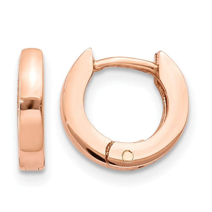 10k Rose Gold Round Hinged Hoop Earrings, 9.5mm