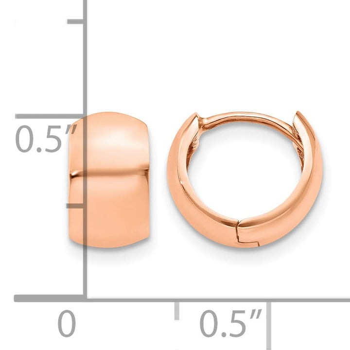 10k Rose Gold Round Hinged Hoop Earrings, 9.75mm