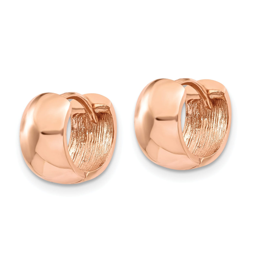 10k Rose Gold Round Hinged Hoop Earrings, 9.75mm