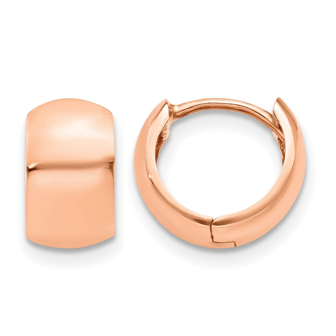 10k Rose Gold Round Hinged Hoop Earrings, 9.75mm
