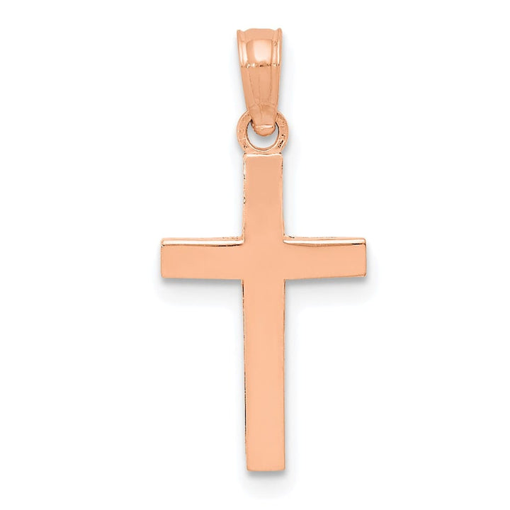 10K Rose Gold Solid Polished Medium Latin Cross Pendant