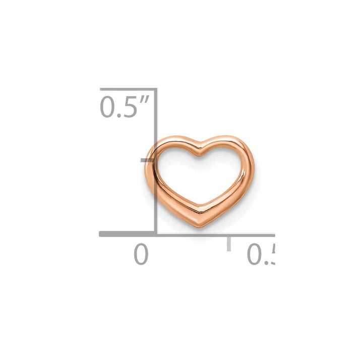 10K Rose Gold Solid Polished Petite Floating Heart Chain Slide
