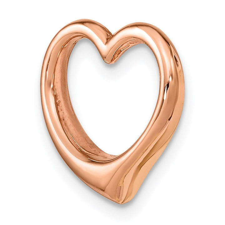 10K Rose Gold Solid Polished Small Floating Heart Chain Slide