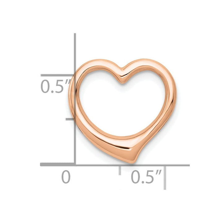 10K Rose Gold Solid Polished Small Floating Heart Chain Slide