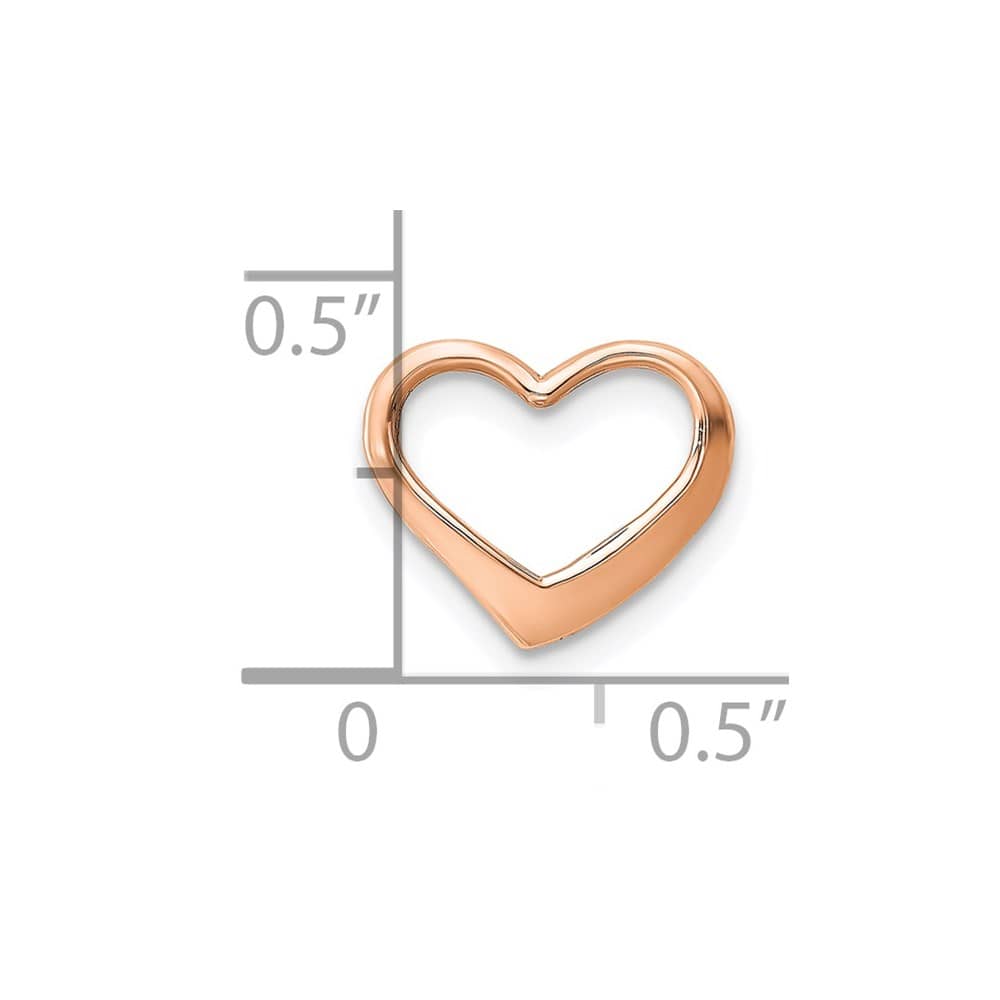 10K Rose Gold Solid Polished Small Floating Heart Chain Slide