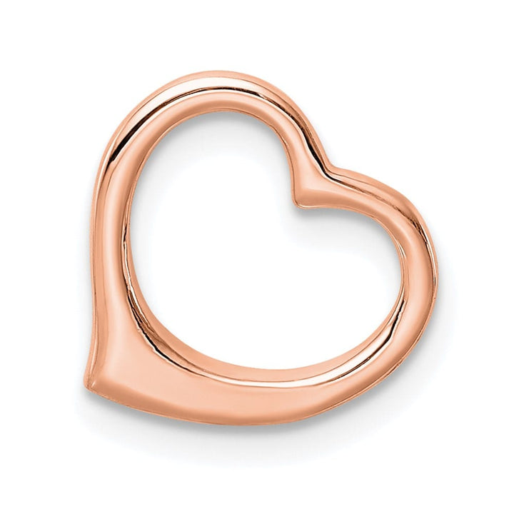 10K Rose Gold Solid Polished Small Floating Heart Chain Slide