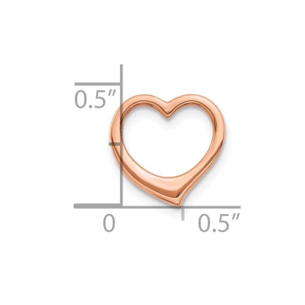 10K Rose Gold Solid Polished Small Floating Heart Chain Slide