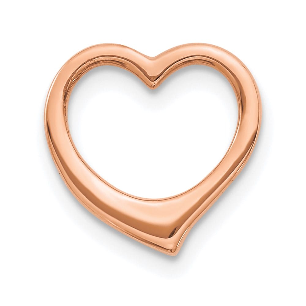 10K Rose Gold Solid Polished Small Floating Heart Chain Slide