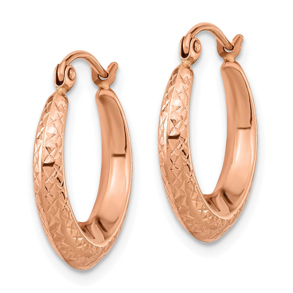 10k Rose Gold Textured Hollow Hoop Earrings