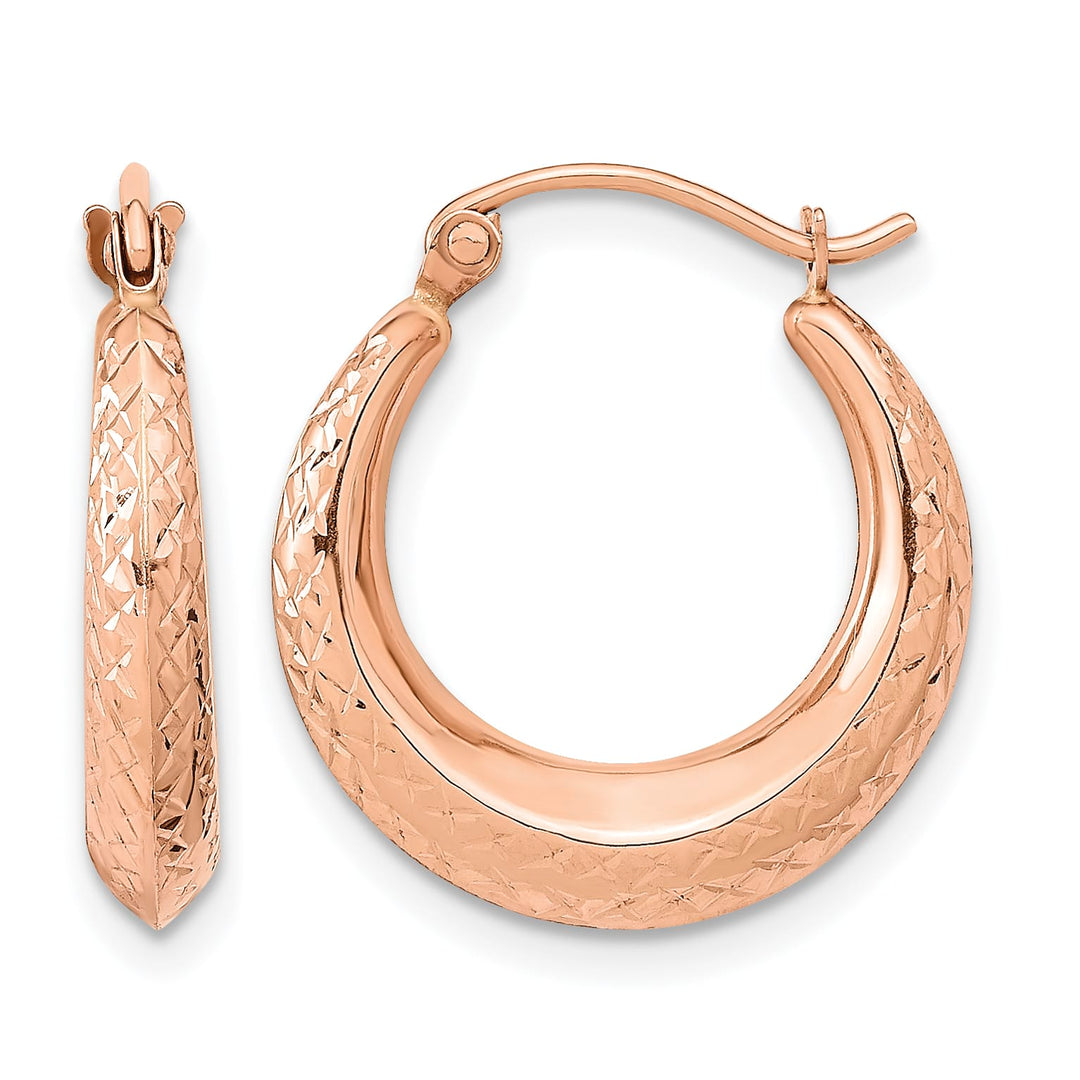 10k Rose Gold Textured Hollow Hoop Earrings