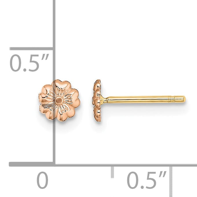 10k Rose Gold Tiny Flower Post Earrings
