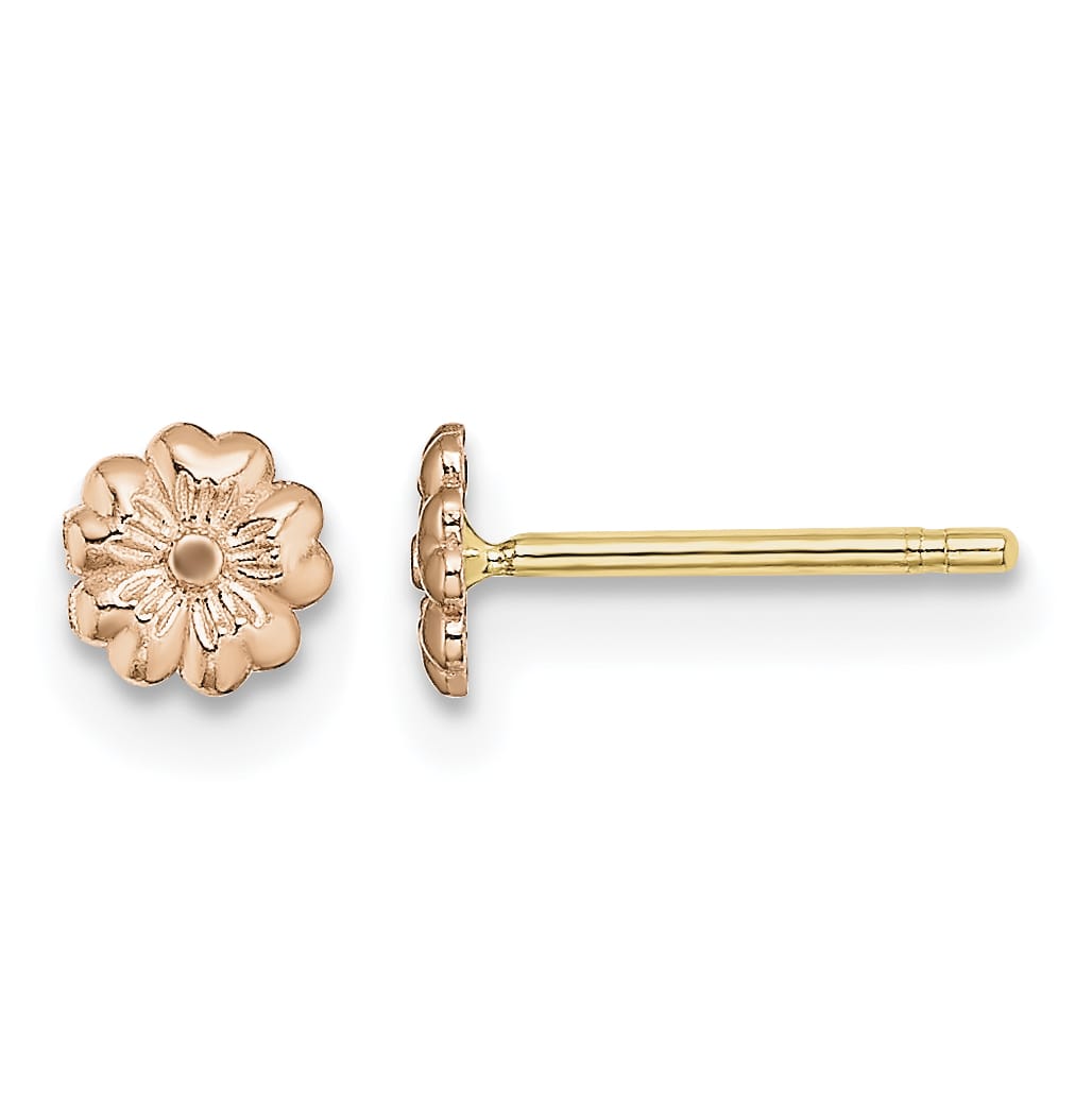 10k Rose Gold Tiny Flower Post Earrings