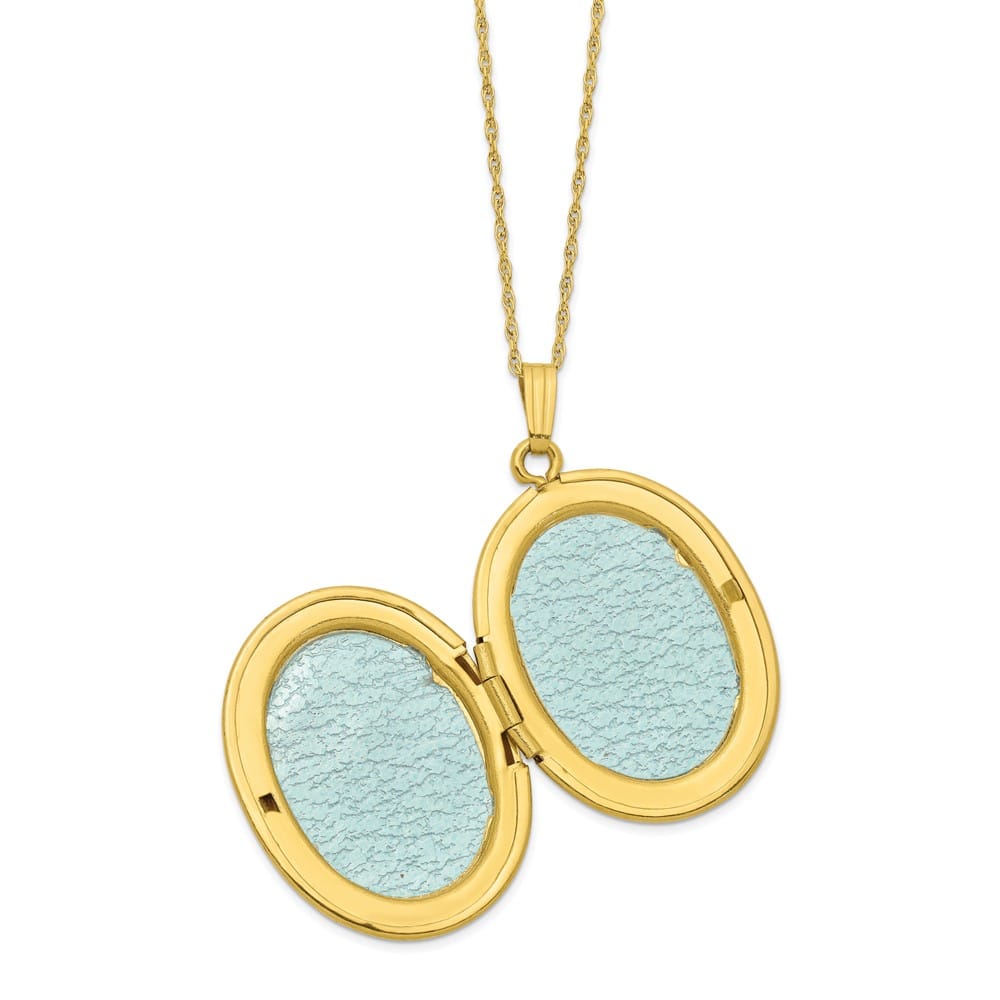 10K Tri-Color Black Hills Gold 32mm Rose Oval Locket 18 inch Necklace