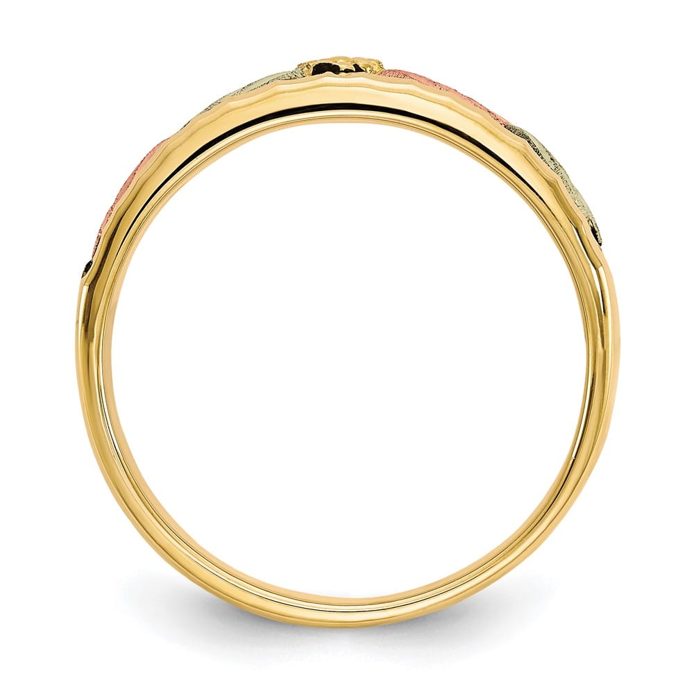 10K Tri-Color Black Hills Gold Antiqued Leaves Men's Band